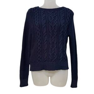 NWT Lauren Jeans Co Ralph Lauren Navy Cable Knit Crew Neck Sweater